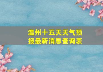 温州十五天天气预报最新消息查询表