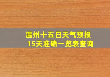 温州十五日天气预报15天准确一览表查询