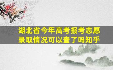 湖北省今年高考报考志愿录取情况可以查了吗知乎