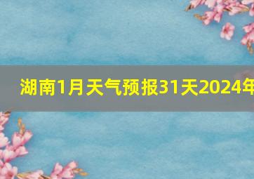 湖南1月天气预报31天2024年