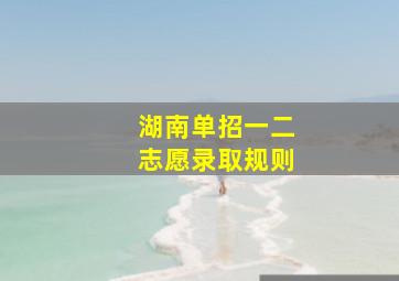 湖南单招一二志愿录取规则