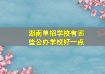 湖南单招学校有哪些公办学校好一点