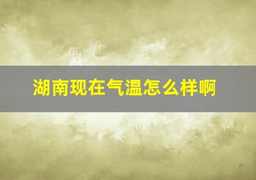 湖南现在气温怎么样啊