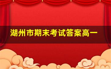 湖州市期末考试答案高一