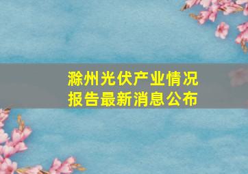 滁州光伏产业情况报告最新消息公布