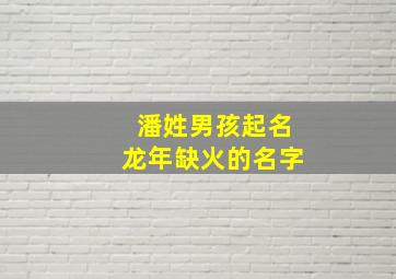 潘姓男孩起名龙年缺火的名字