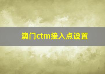 澳门ctm接入点设置