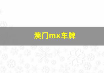 澳门mx车牌