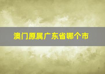 澳门原属广东省哪个市