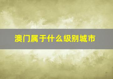 澳门属于什么级别城市