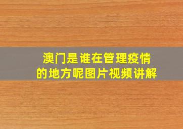 澳门是谁在管理疫情的地方呢图片视频讲解