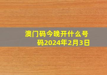 澳门码今晚开什么号码2024年2月3日