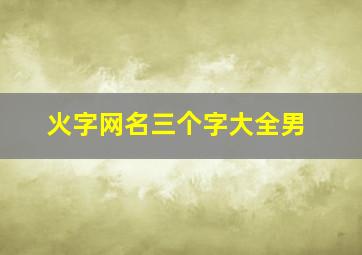 火字网名三个字大全男