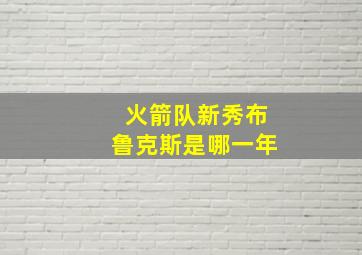 火箭队新秀布鲁克斯是哪一年