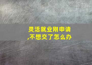 灵活就业刚申请,不想交了怎么办