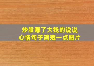 炒股赚了大钱的说说心情句子简短一点图片