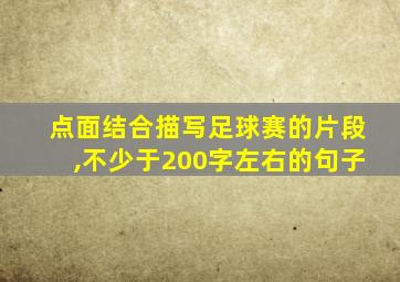 点面结合描写足球赛的片段,不少于200字左右的句子