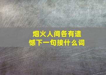 烟火人间各有遗憾下一句接什么词