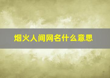 烟火人间网名什么意思