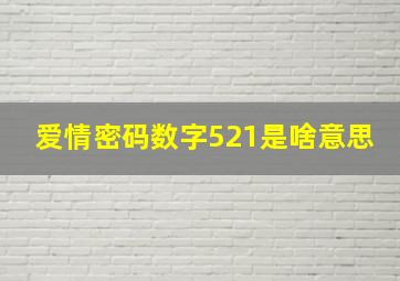 爱情密码数字521是啥意思