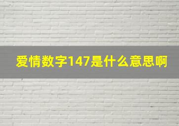 爱情数字147是什么意思啊