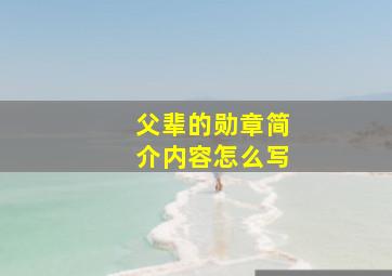 父辈的勋章简介内容怎么写