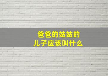 爸爸的姑姑的儿子应该叫什么