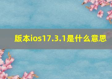 版本ios17.3.1是什么意思