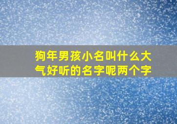 狗年男孩小名叫什么大气好听的名字呢两个字