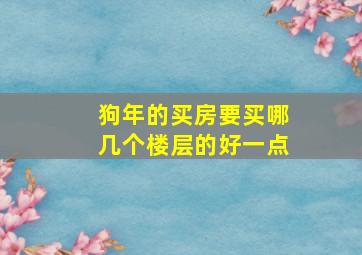 狗年的买房要买哪几个楼层的好一点