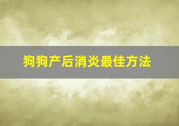 狗狗产后消炎最佳方法