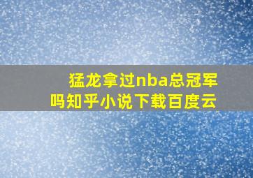 猛龙拿过nba总冠军吗知乎小说下载百度云