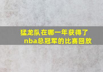 猛龙队在哪一年获得了nba总冠军的比赛回放