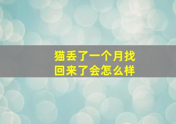 猫丢了一个月找回来了会怎么样