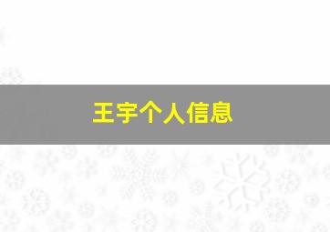 王宇个人信息