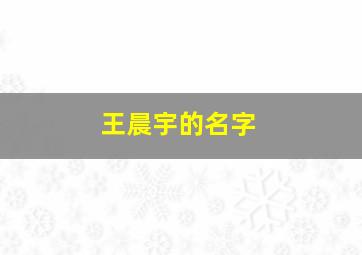 王晨宇的名字