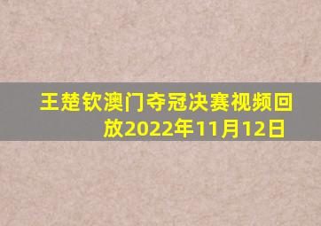 王楚钦澳门夺冠决赛视频回放2022年11月12日