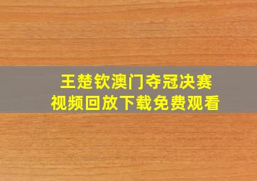 王楚钦澳门夺冠决赛视频回放下载免费观看