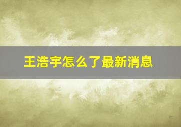 王浩宇怎么了最新消息