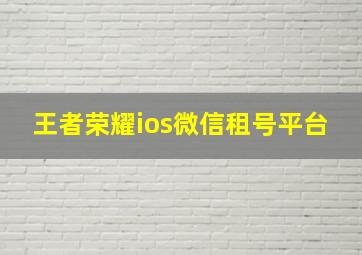 王者荣耀ios微信租号平台