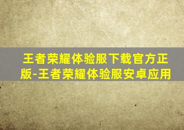 王者荣耀体验服下载官方正版-王者荣耀体验服安卓应用