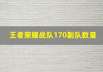 王者荣耀战队170副队数量