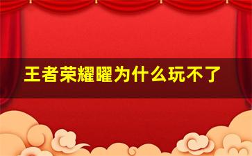 王者荣耀曜为什么玩不了