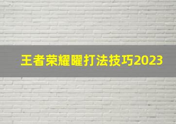 王者荣耀曜打法技巧2023