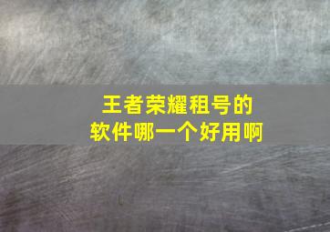 王者荣耀租号的软件哪一个好用啊