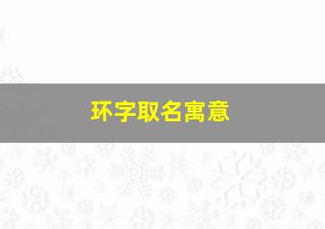 环字取名寓意