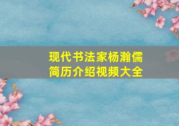 现代书法家杨瀚儒简历介绍视频大全