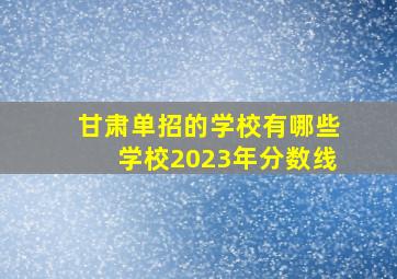 甘肃单招的学校有哪些学校2023年分数线