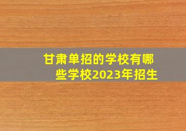 甘肃单招的学校有哪些学校2023年招生