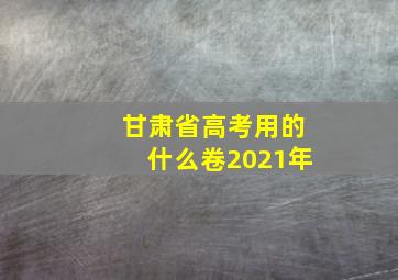 甘肃省高考用的什么卷2021年